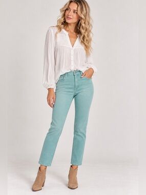 J brand Alma high rise stretch jeans in Layke, beautiful blue/teal color, 29